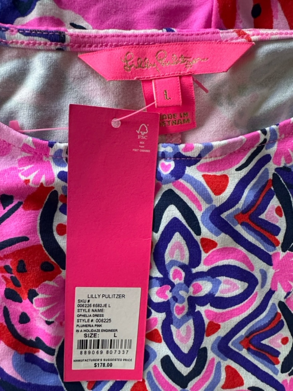 Lilly Pulitzer Ophelia Knit Swing Dress Plumeria Pink in Hollidaze Size Medium - Picture 5 of 10
